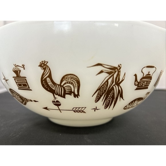 Pyrex Early American Cinderella 443 White Brown 2-1/2 Qt Nesting Mixing Bowl - Picture 12 of 14